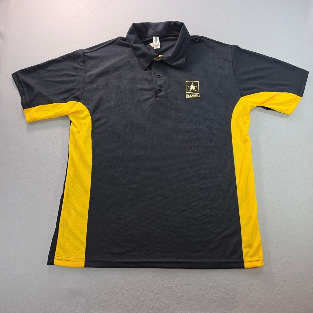 Expert Performance US Army Polo Shirt Mens Large Black Yellow Embroidered Logo L